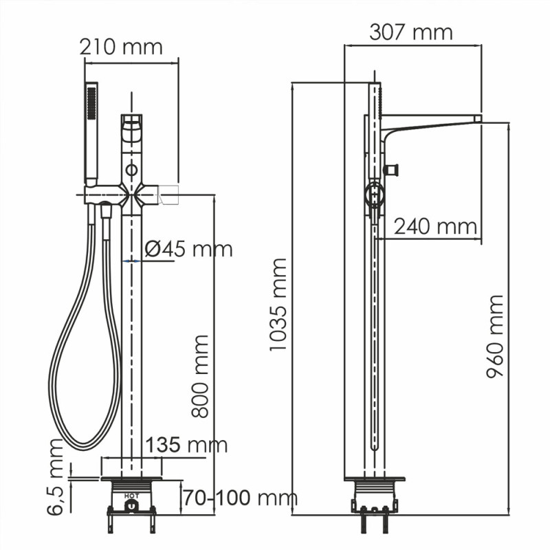 Напольный смеситель для ванны WasserKRAFT Sauer 7121