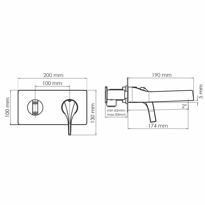 Встраиваемый смеситель для раковины WasserKRAFT Sauer 7130