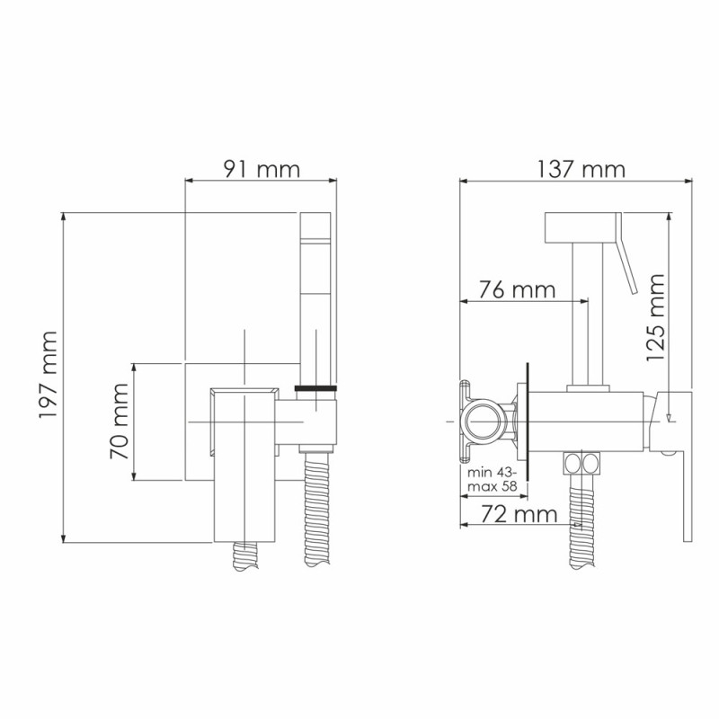 Встраиваемый смеситель для душа с гигиенической лейкой WasserKRAFT A71138