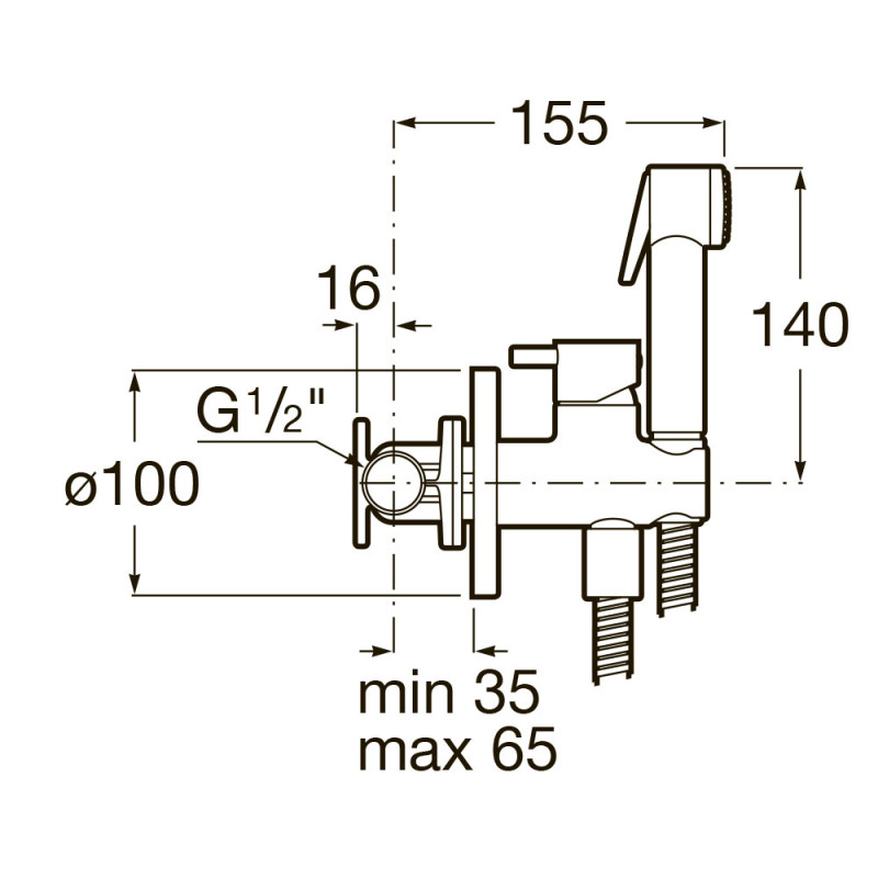 Смеситель с гигиеническим душем встраиваемый серия BE-FRESH Roca 5B9461C00
