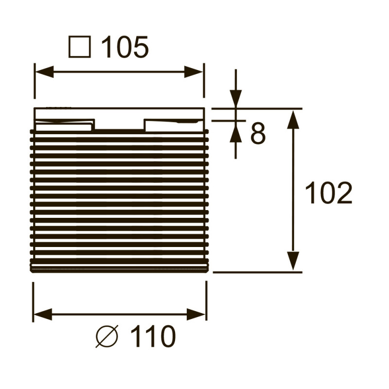 Декоративная решетка, 100 мм х 100 мм, в пластиковой рамке, с монтажным элементом S 3660001