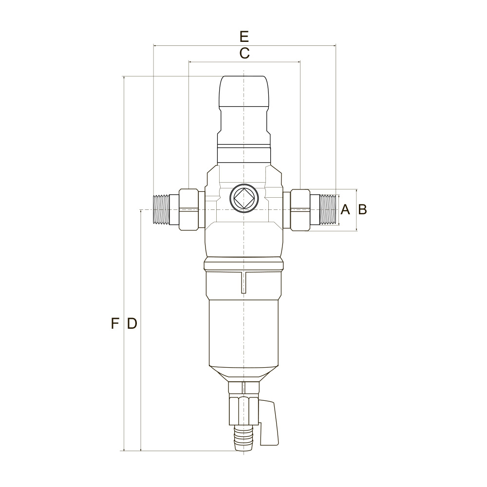 Фильтр механической очистки горячей воды Protector mini H/R HWS, с редуктором давления, 1/2 BWT 810560